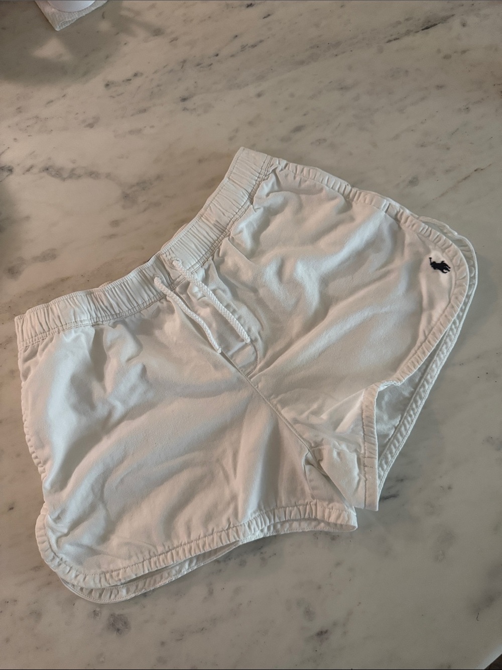 Ralph Lauren White Cotton Drawstring Shorts with Pony Logo